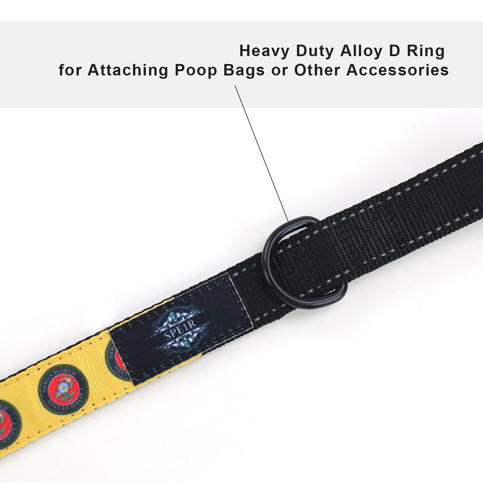 Marine Corps Heavy Duty Military Grade USA Flag Dog Leash for Large & Medium Breeds - Patriotic Pet Lead